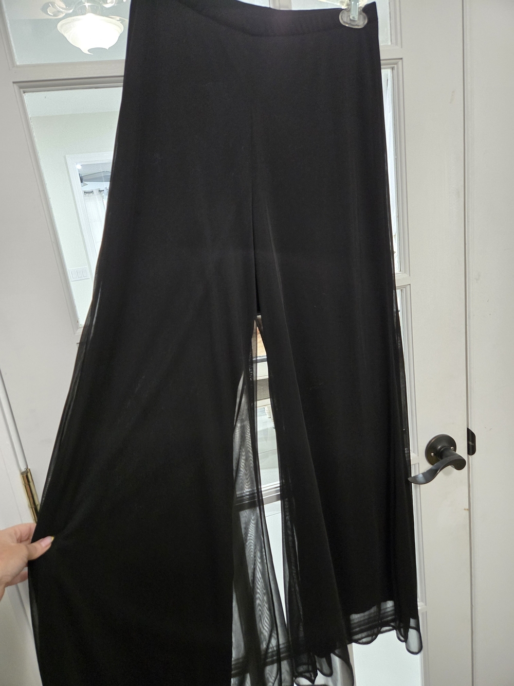 Source Unknown Black Wide-Leg Sheer Overlay Pants